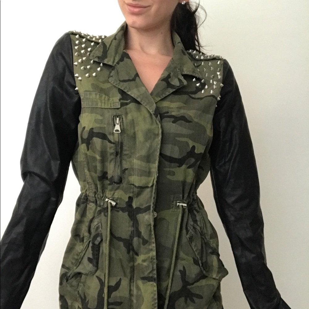 Forever21 Camo Faux Leather Studded Jacket